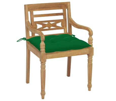 vidaXL Chaises Batavia avec coussins lot de 4 Bois de teck solide