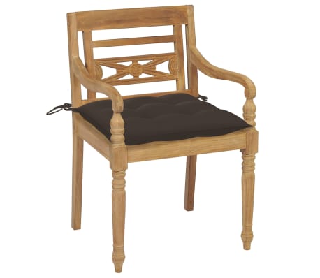 vidaXL Sillas Batavia 4 unidades madera maciza de teca con cojines