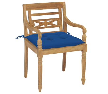 vidaXL Sillas Batavia 4 unidades madera maciza de teca con cojines