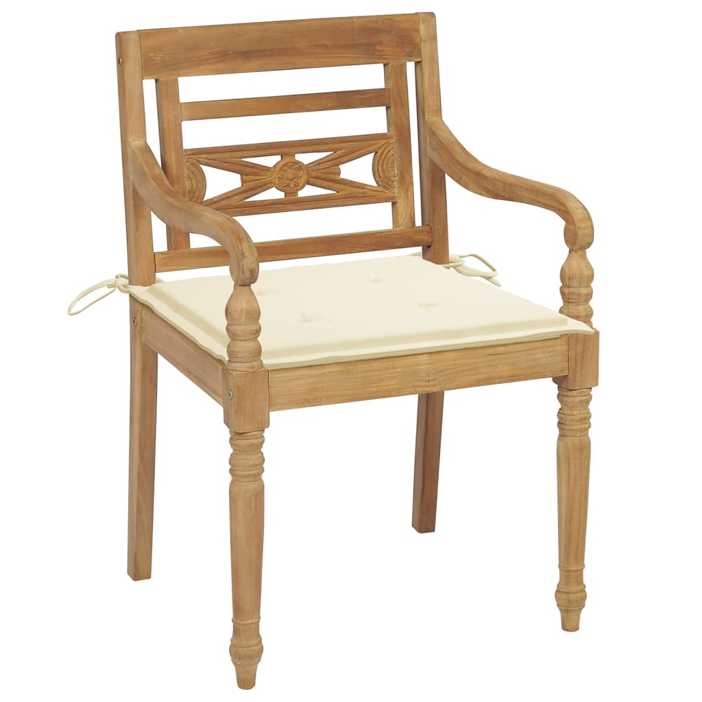 

vidaXL Stoelen Batavia 6 st met kussens massief teakhout