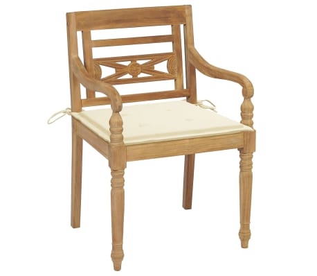 vidaXL Stoelen Batavia 6 st met kussens massief teakhout