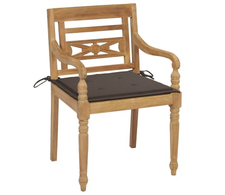 vidaXL Batavia-St&uuml;hle mit Kissen 6 Stk. Massivholz Teak