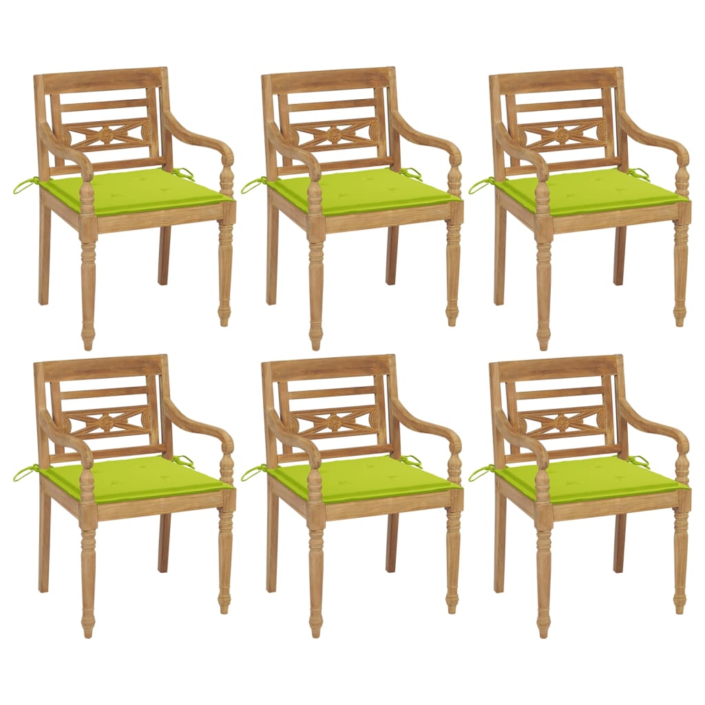Židle Batavia 6 ks s poduškami masivní teakové dřevo