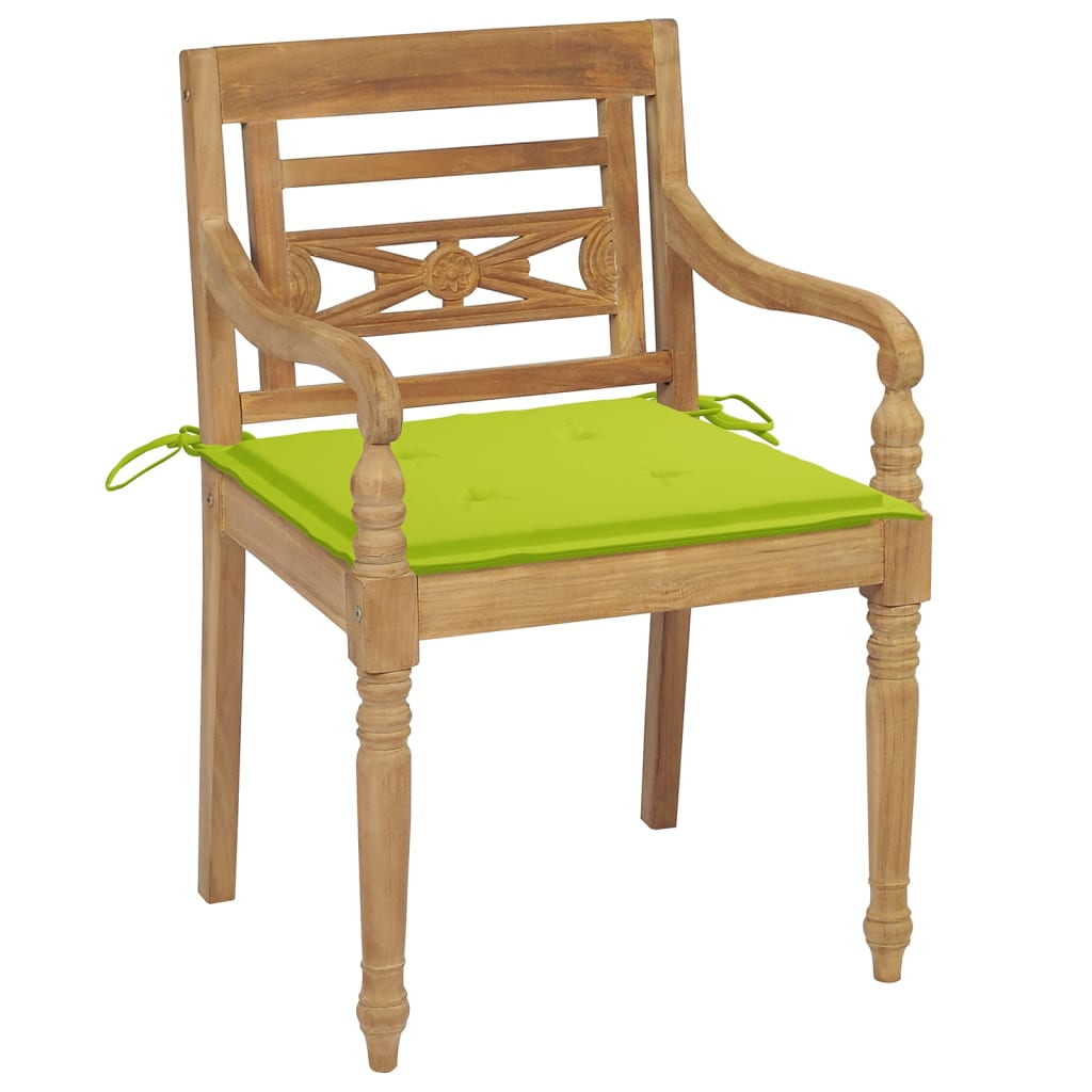 vidaXL Chaises Batavia avec coussins lot de 6 Bois de teck solide