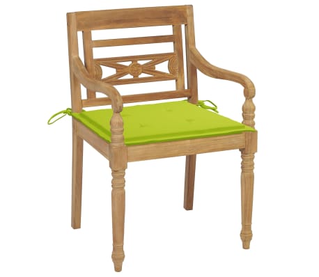 vidaXL Chaises Batavia avec coussins lot de 6 Bois de teck solide