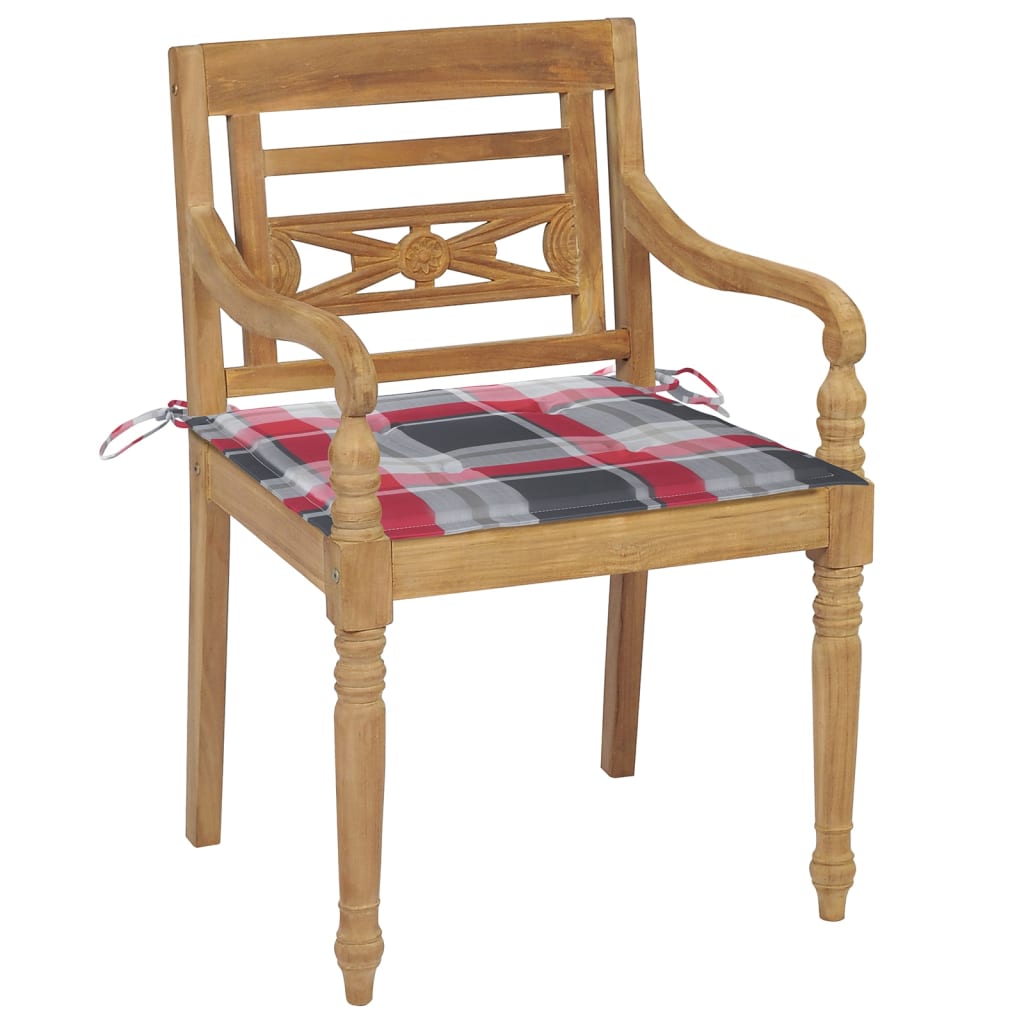 vidaXL Stoelen Batavia 6 st met kussens massief teakhout afbeelding
