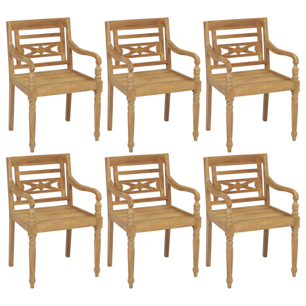 2x Solid Teak Wood Batavia Chair with Multi Color Cushions Garden Seat vidaXL