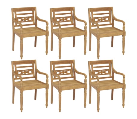 vidaXL Batavia Chairs with Cushions 6 pcs Solid Teak Wood