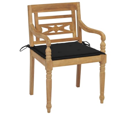 vidaXL Столове Батавия с възглавници, 8 бр, тиково дърво масив