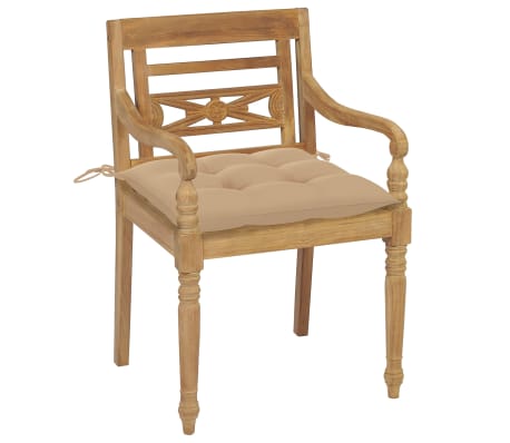 vidaXL Sillas Batavia 8 unidades madera maciza de teca con cojines