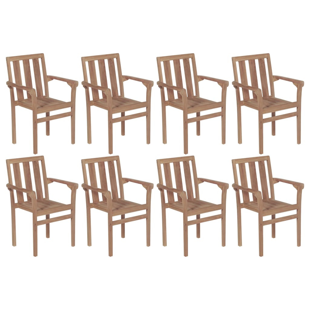 Stackable Garden Chairs 8 Piece Solid Teak Wood