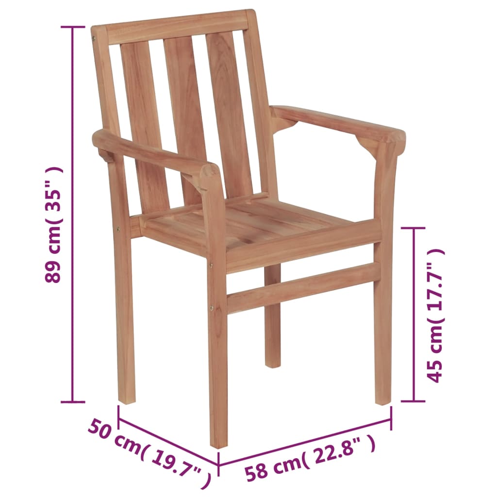 8 db rakásolható tömör tíkfa kerti szék 
