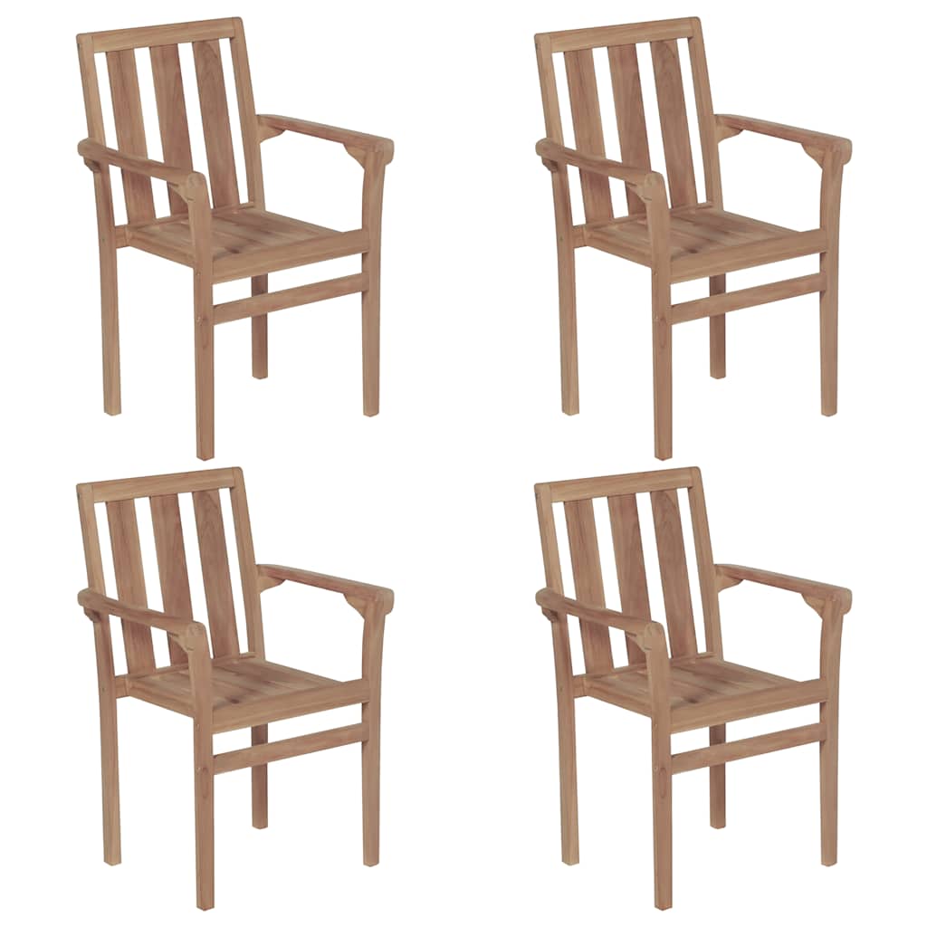 vidaXL Tuinstoelen 4 st stapelbaar met kussens massief teakhout afbeelding