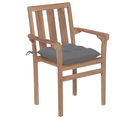 vidaXL Stapelbare Gartenst&uuml;hle mit Kissen 4 Stk. Massivholz Teak
