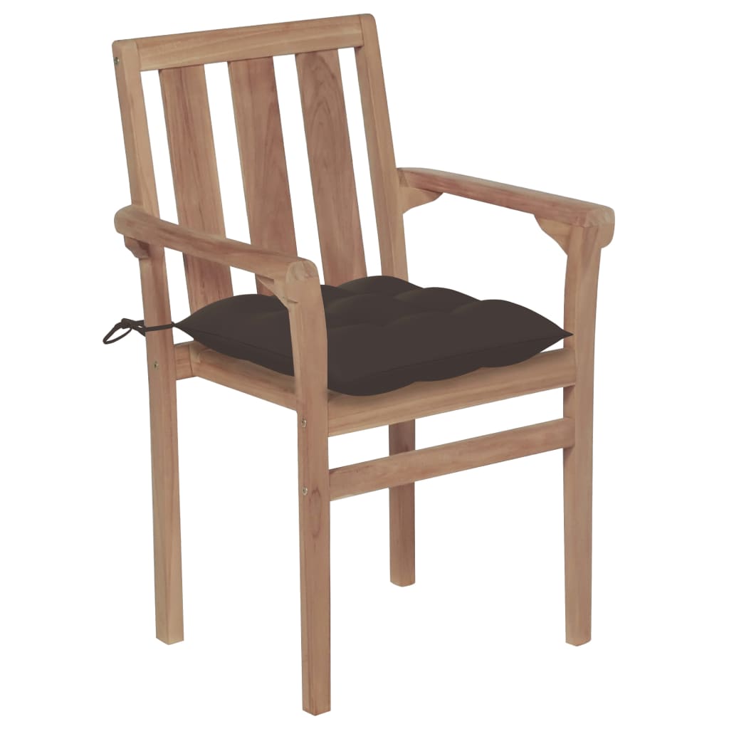 2/4/6/8x Solid Wood Teak Patio Chair with Cushions Seat Multi Colors vidaXL