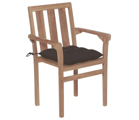 vidaXL Stapelbare Gartenst&uuml;hle mit Kissen 4 Stk. Massivholz Teak