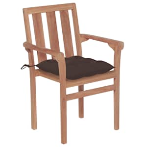 vidaXL Stapelbare Gartenst&uuml;hle mit Kissen 4 Stk. Massivholz Teak