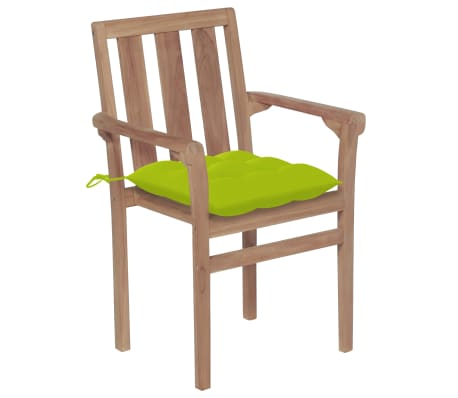 vidaXL Stapelbare Gartenst&uuml;hle mit Kissen 4 Stk. Massivholz Teak