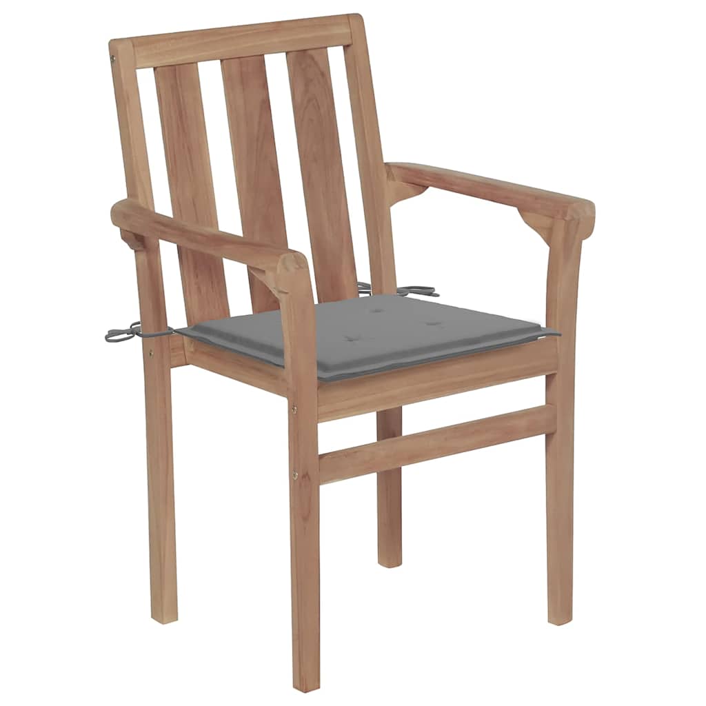vidaXL Tuinstoelen stapelbaar 6 st met kussens massief teakhout afbeelding