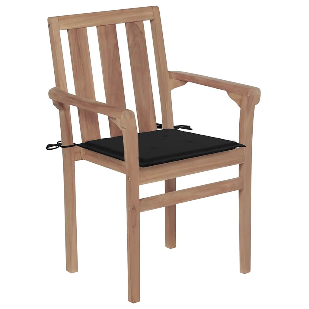 

vidaXL Tuinstoelen stapelbaar 6 st met kussens massief teakhout