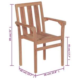 Stohovatelné zahradní židle s poduškami 6 ks masivní teak - obrázek 14