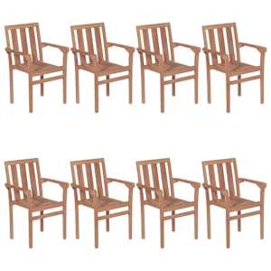 vidaXL Stackable Patio Chairs with Cushions 8 pcs Solid Teak Wood
