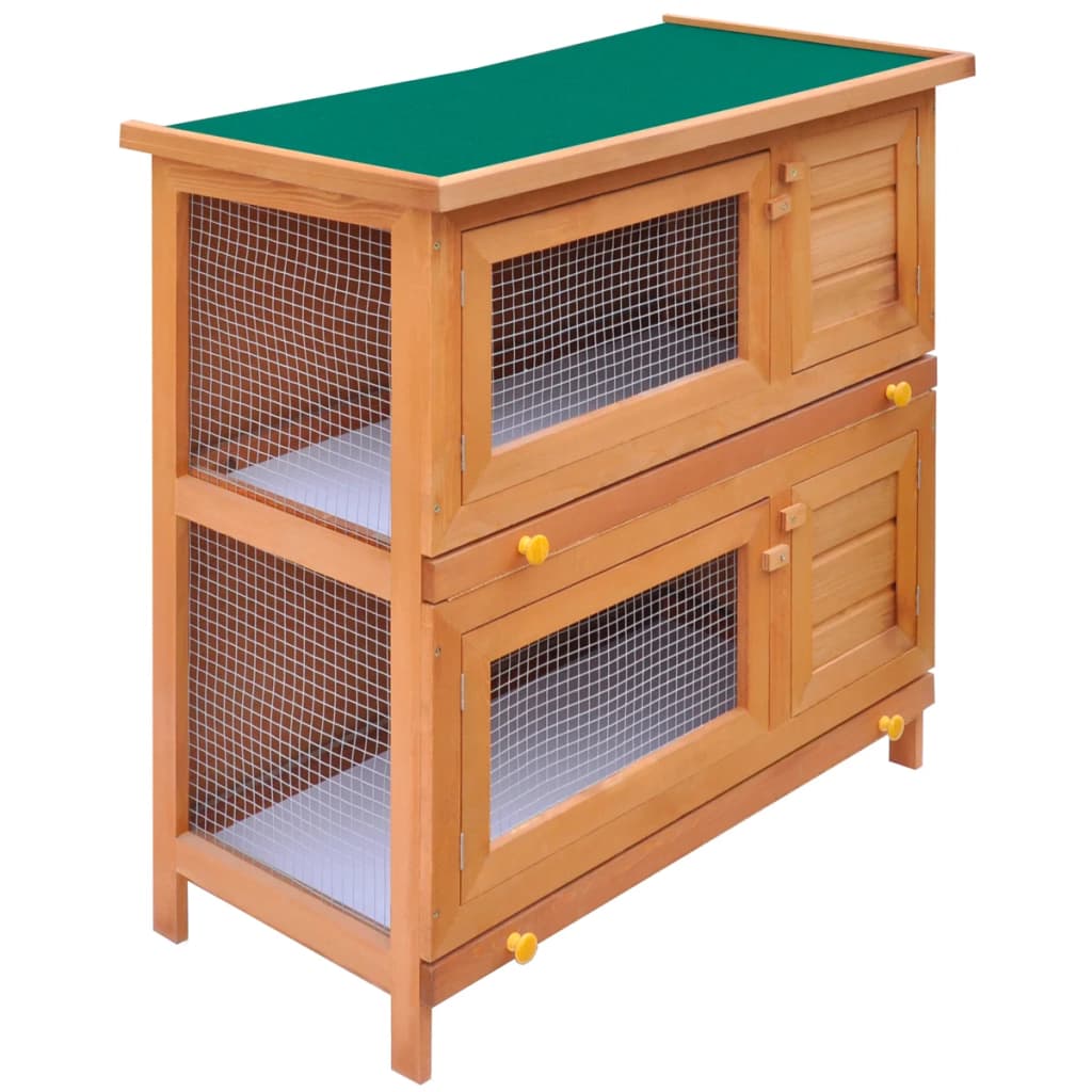 

vidaXL Outdoor Rabbit Hutch Small Animal House Pet Cage 4 Doors Wood