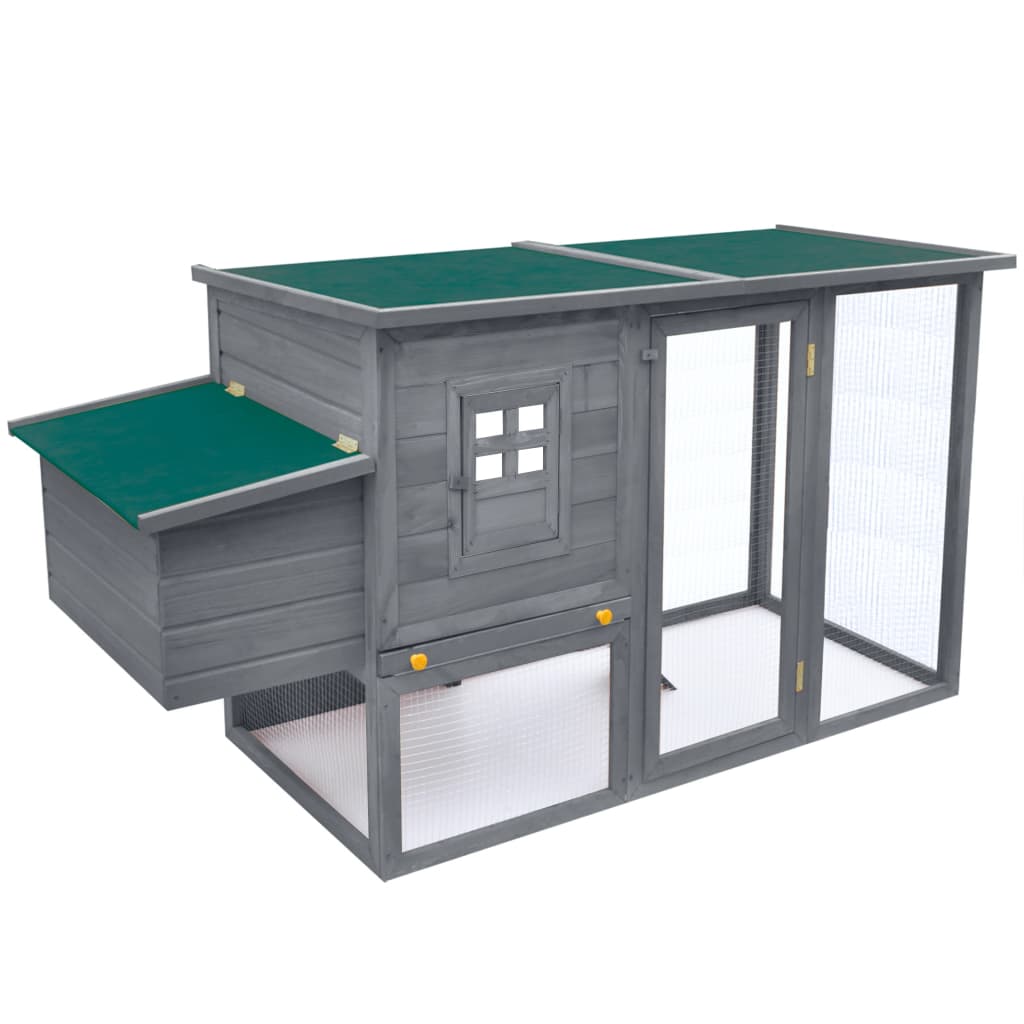 

vidaXL Outdoor Chicken Cage Hen House with 1 Egg Cage Gray Wood