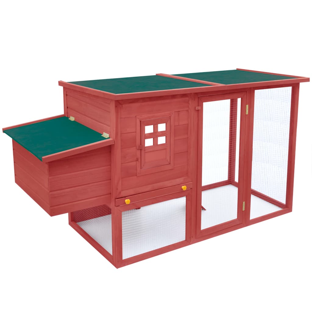 

vidaXL Outdoor Chicken Cage Hen House with 1 Egg Cage Red Wood