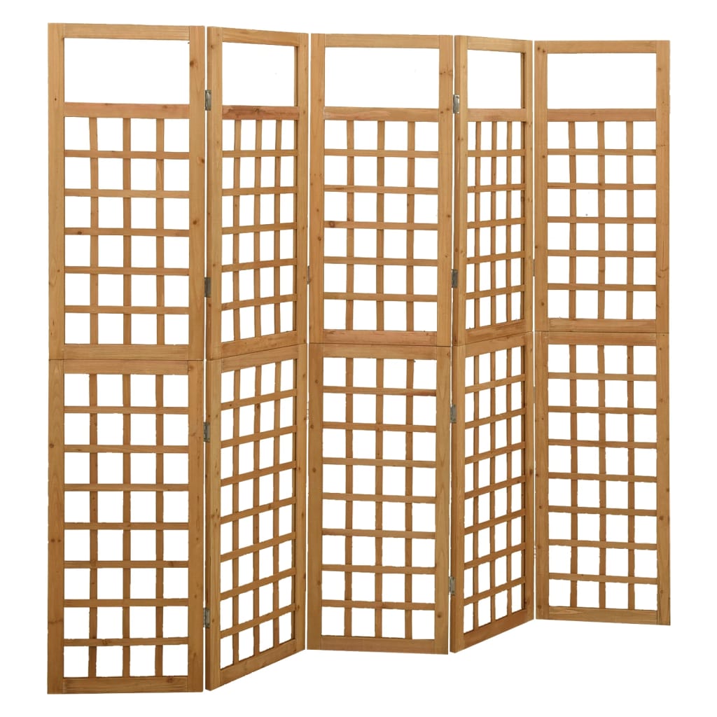 5-Panel Room Divider/Trellis Solid Fir Wood 201.5×180 cm