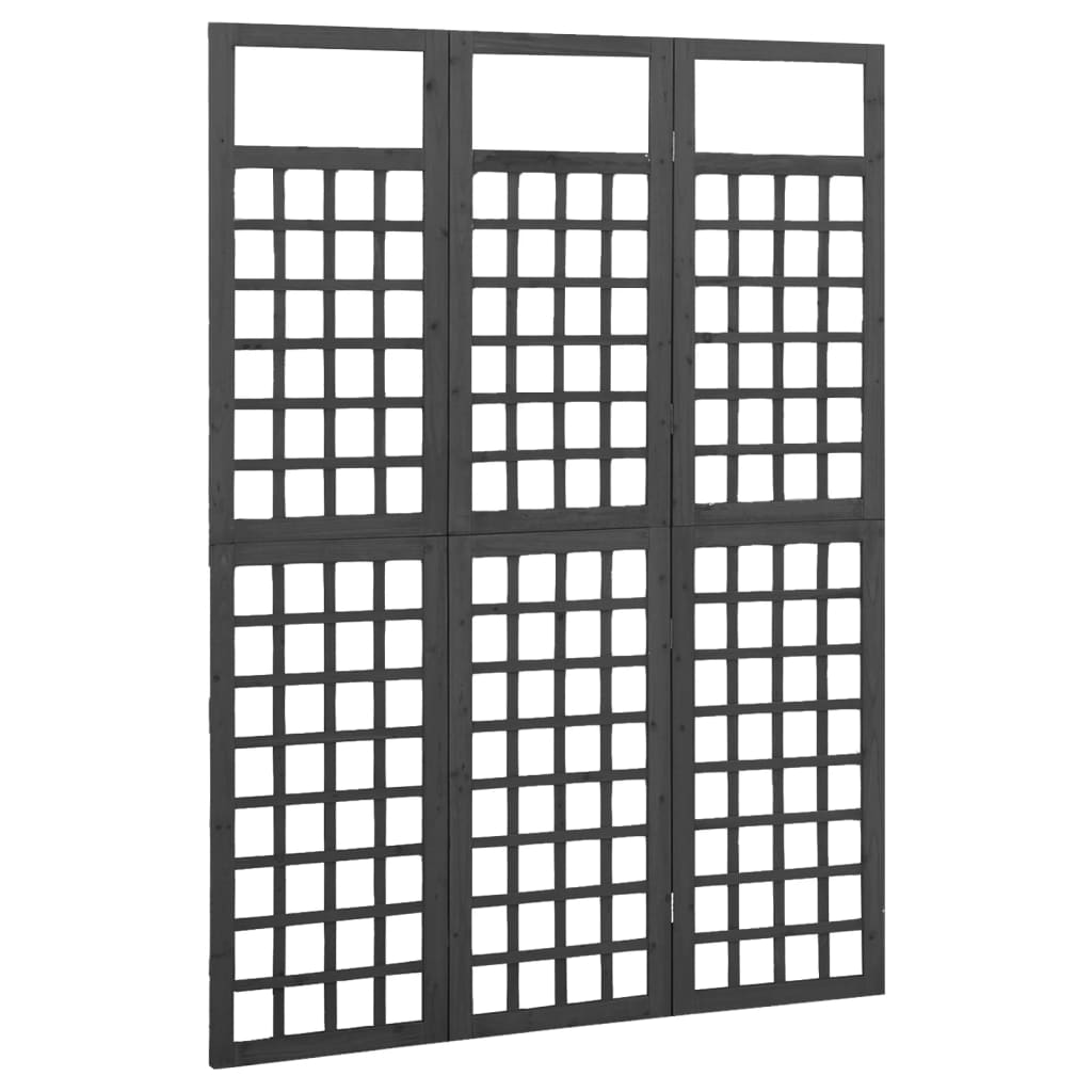 

vidaXL Kamerscherm/trellis met 3 panelen 121x180 cm vurenhout zwart