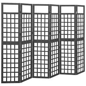 6-delni paravan/mreža iz lesa jelke črne barve 242,5x180 cm