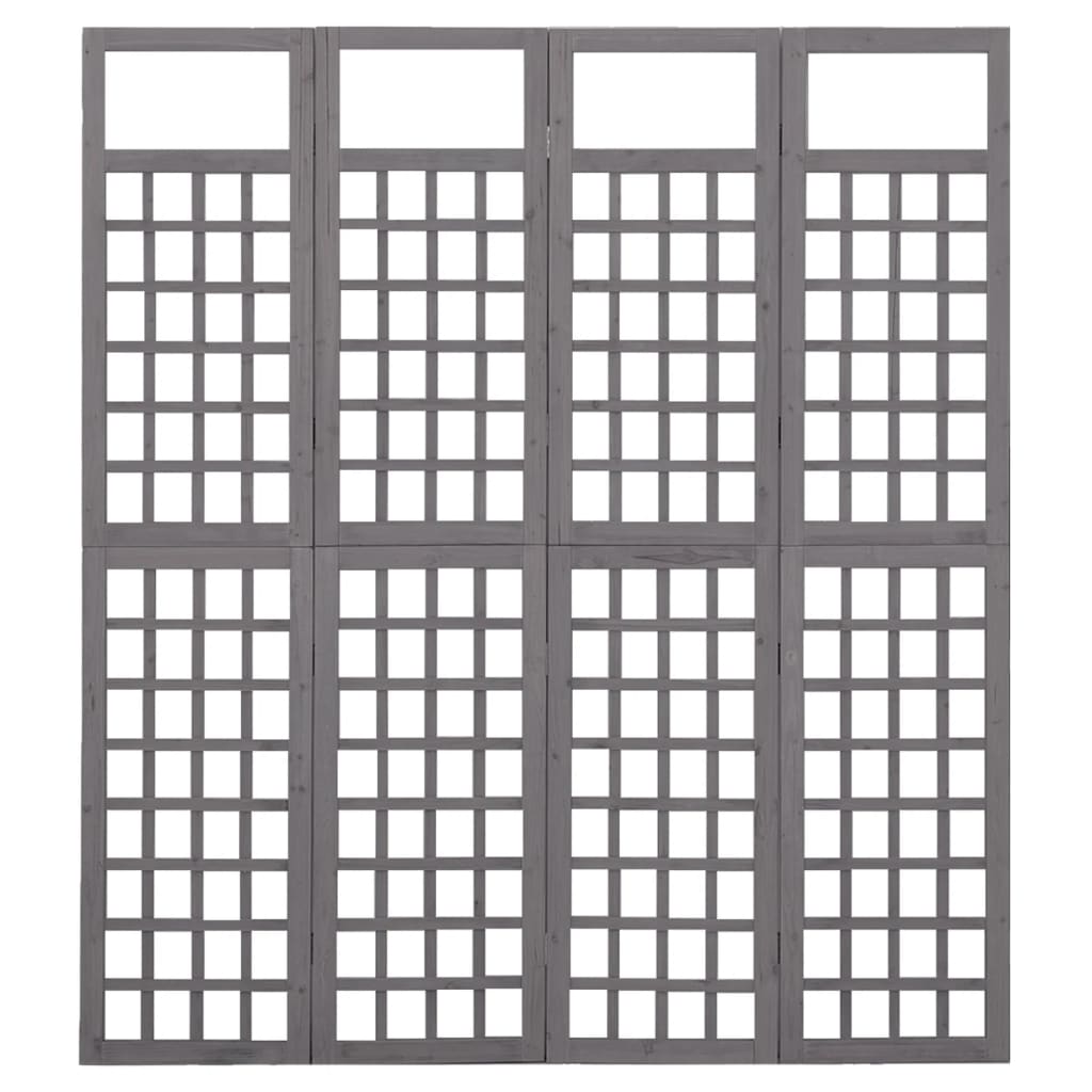 

vidaXL Kamerscherm/trellis met 4 panelen161x180 cm vurenhout grijs