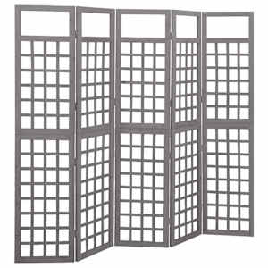 5-delni paravan/mreža iz lesa jelke sive barve 201,5x180 cm