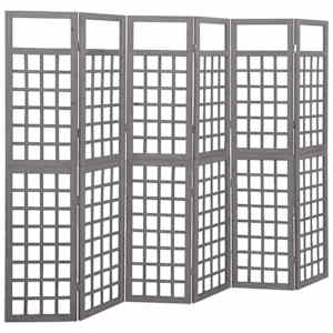 vidaXL 6 paneeliga sirm/ronitaimede alus,hall, kuusepuit, 242,5x180 cm