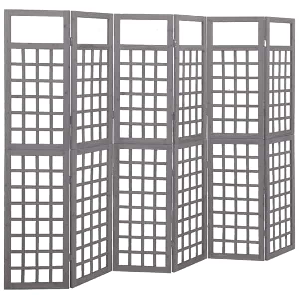 vidaXL 6 paneeliga sirm/ronitaimede alus,hall, kuusepuit, 242,5x180 cm