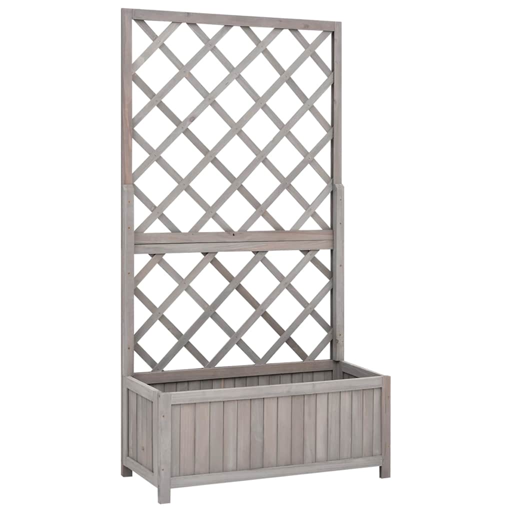 Cvetlični lonec z rešetko siv 70x30x135 cm masiven les jelka