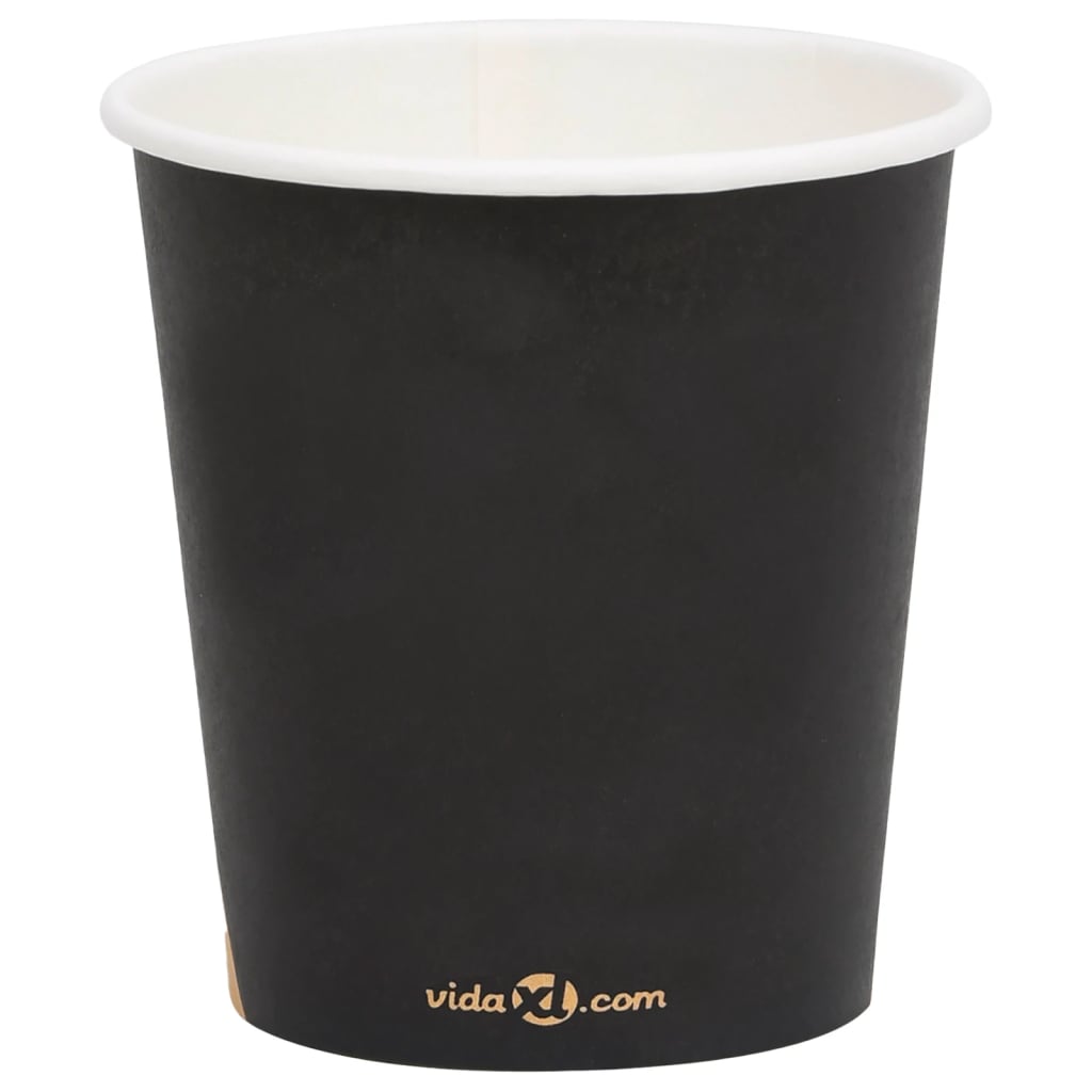 vidaXL Vasos de papel para café 500 uds negro 200 ml
