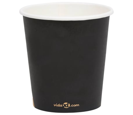 vidaXL Vasos de papel para café 500 uds negro 200 ml