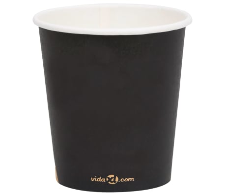 vidaXL Popieriniai kavos puodeliai, 1000vnt., juodos spalvos, 200ml