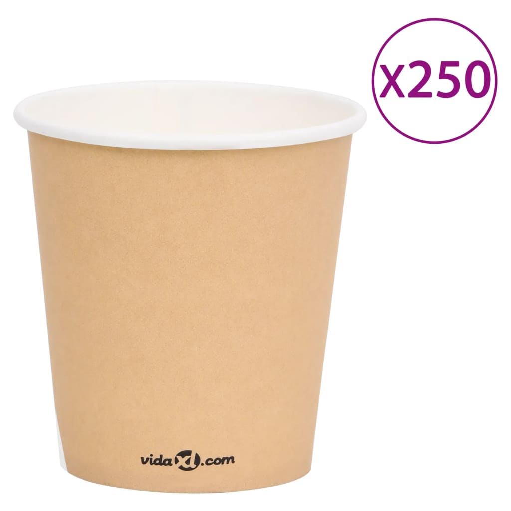 vidaXL Pahare de cafea de hârtie, 250 buc., maro, 200 ml vidaXL