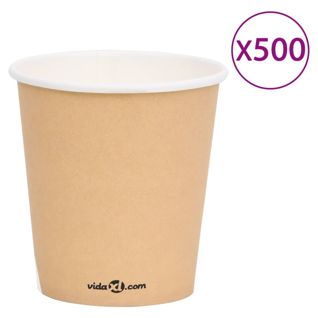 vidaXL Pahare de cafea de hârtie, 500 buc., maro, 200 ml vidaxl.ro