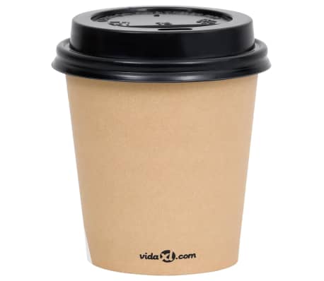 vidaXL Tasses à café en papier avec couvercles 200 ml 250 pcs Marron
