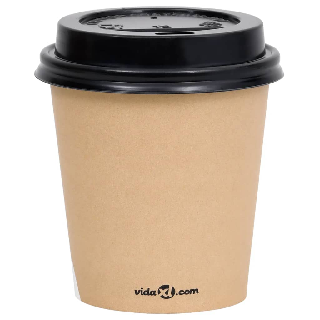 

vidaXL 500 st Koffiebekers met deksels 200 ml papier bruin