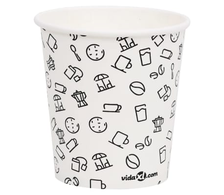 vidaXL Tasses à café en papier 200 ml 100 pcs Blanc et noir