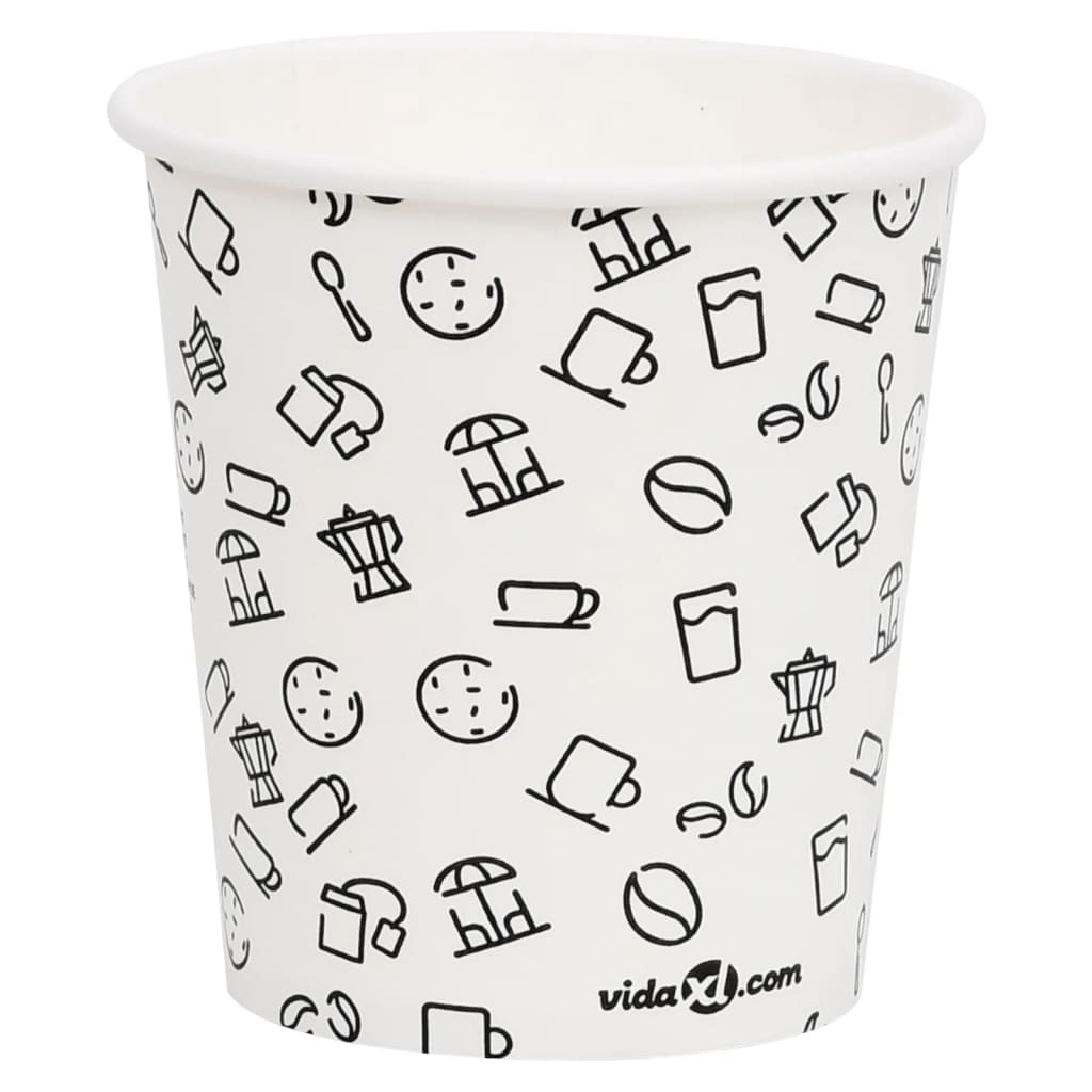 vidaXL Tasses à café en papier 200 ml 250 pcs Blanc et noir