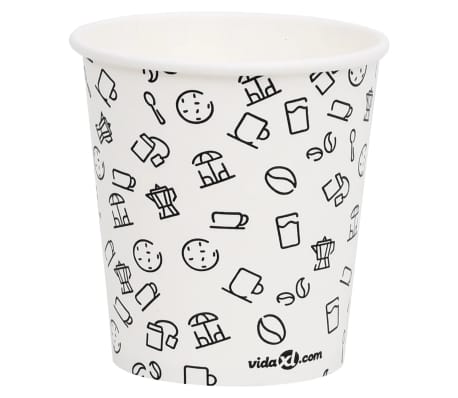 vidaXL Popieriniai kavos puodeliai, 250vnt., balti ir juodi, 200ml