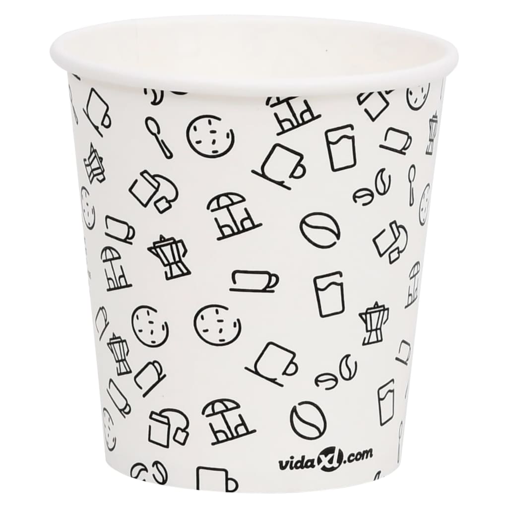 vidaXL Vasos de papel para café 500 uds blanco y negro 200 ml