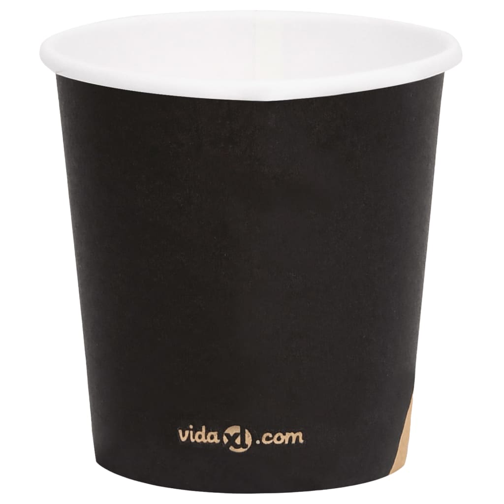 vidaXL Copos de café papel 120 ml 100 pcs preto