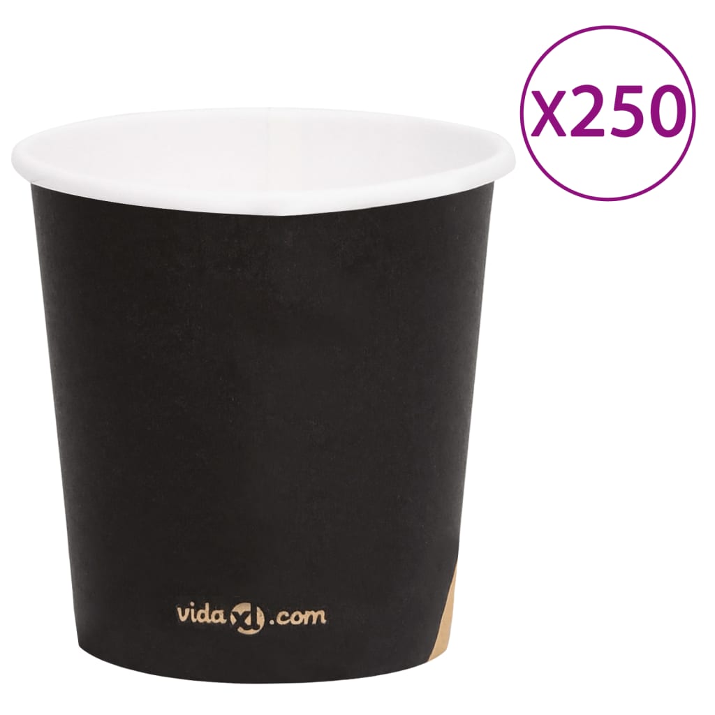 vidaXL Pahare de cafea de hârtie, 250 buc., negru, 120 ml vidaXL